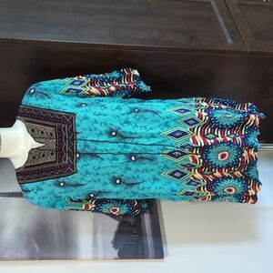 Vibrant Blue Patterned Tunic